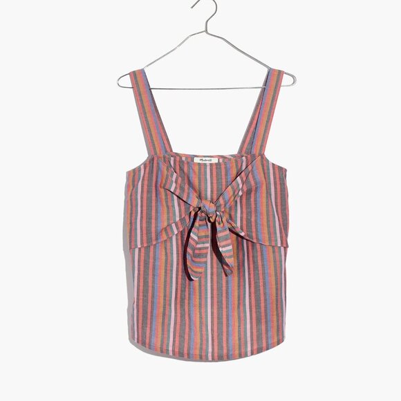 Madewell Tie-Front Cami Top in Rainbow Stripe Size 2 - Picture 1 of 10
